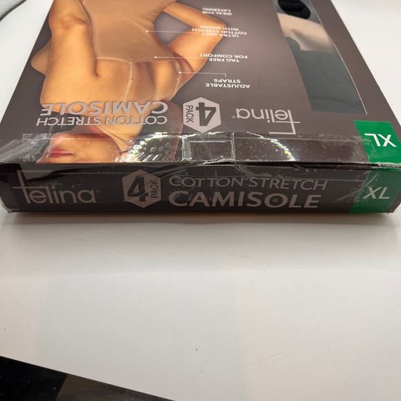 Felina 4 Pack Cotton Stretch Camisole Women's XL Beige Black Tank Top Layering - Picture 5 of 6